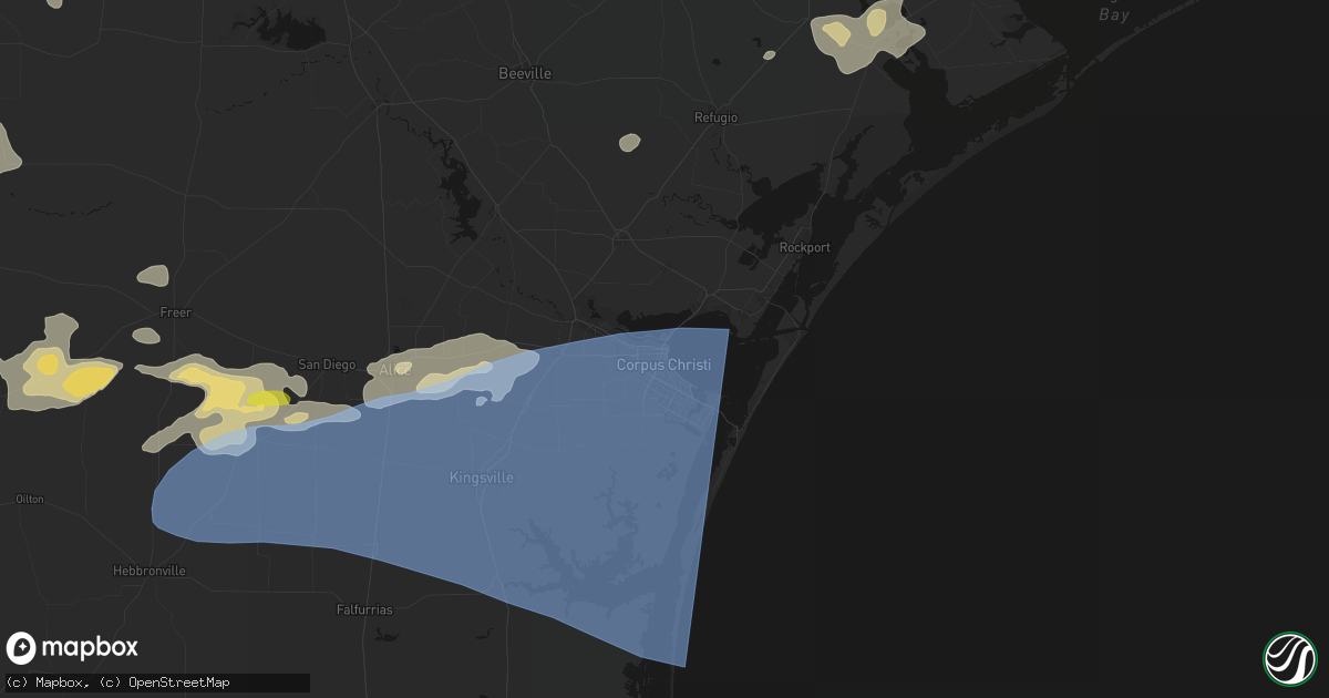 Hail map in Corpus Christi, TX on May 26, 2026