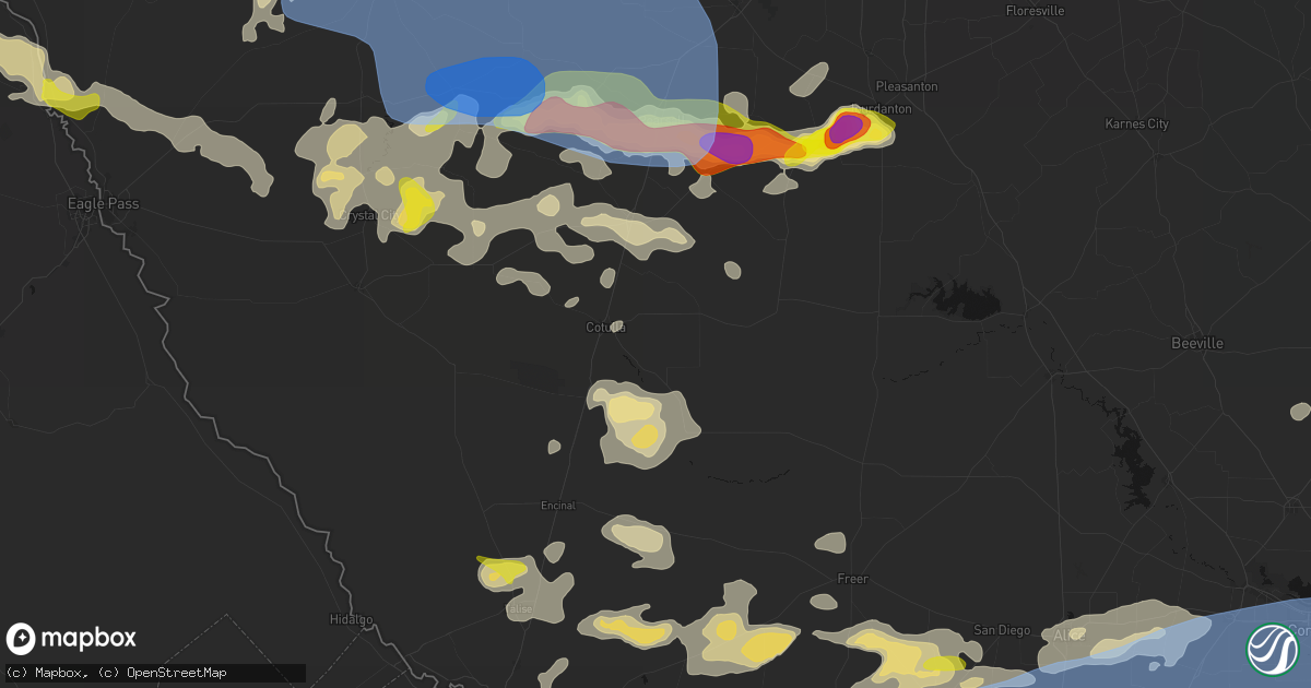 Hail map in Cotulla, TX on May 26, 2026
