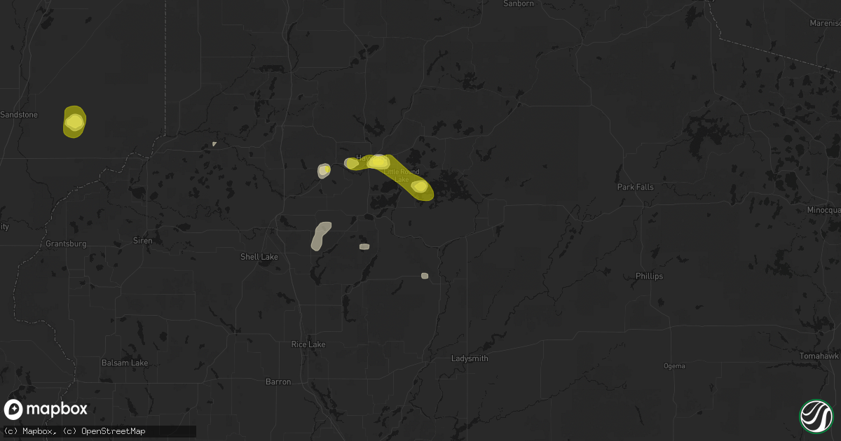 Hail map in Couderay, WI on May 26, 2026
