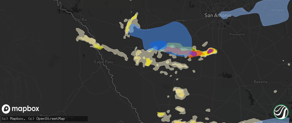 Hail map in Crystal City, TX on May 26, 2026