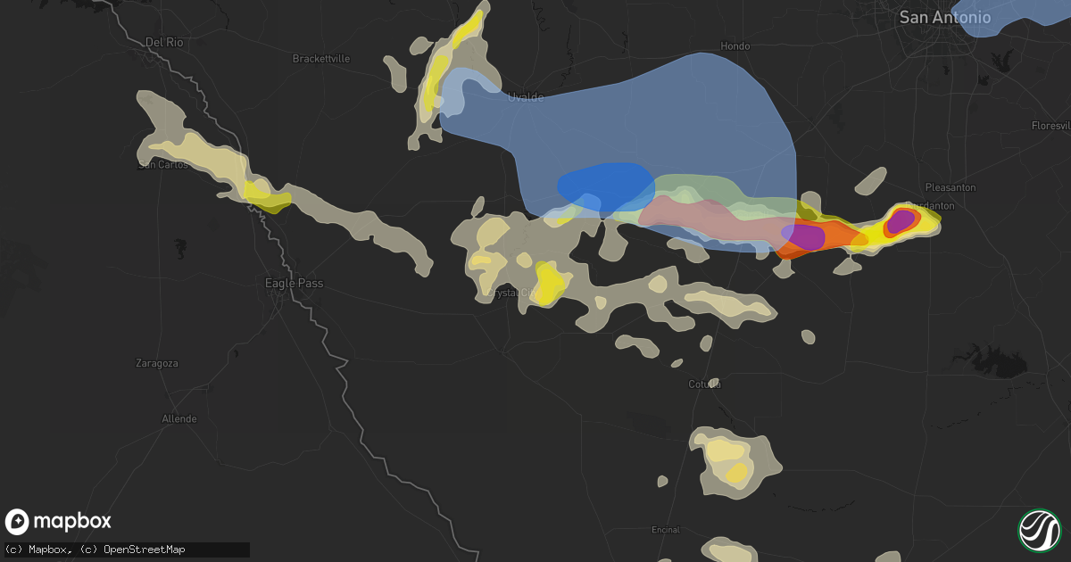 Hail map in Crystal City, TX on May 26, 2026