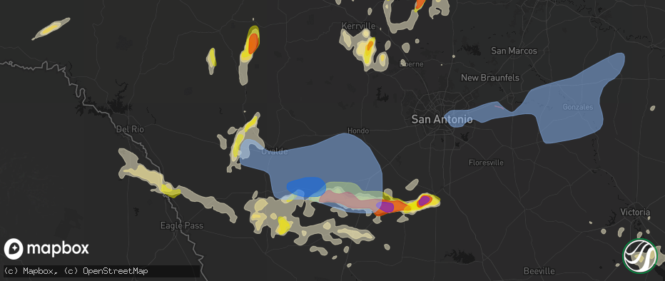 Hail map in D Hanis, TX on May 26, 2026