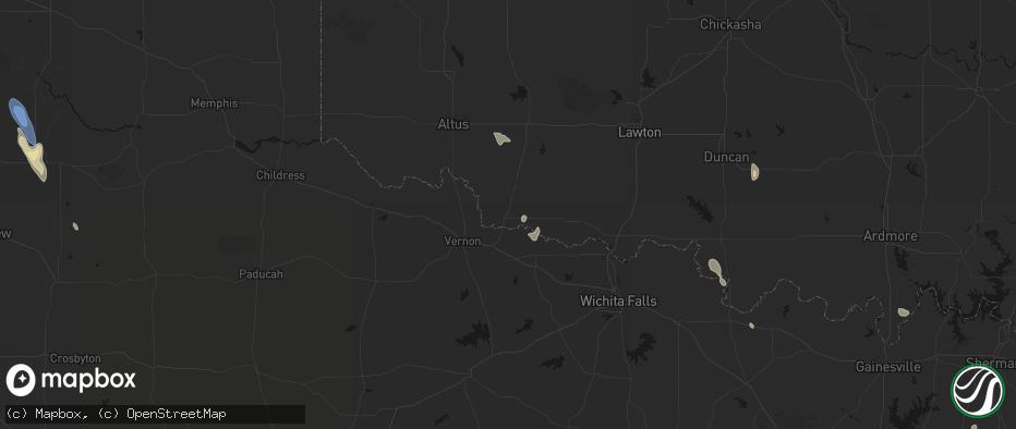 Hail map in Davidson, OK on May 26, 2026