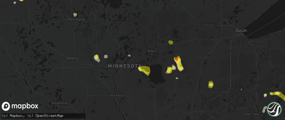 Hail map in Deerwood, MN on May 26, 2026