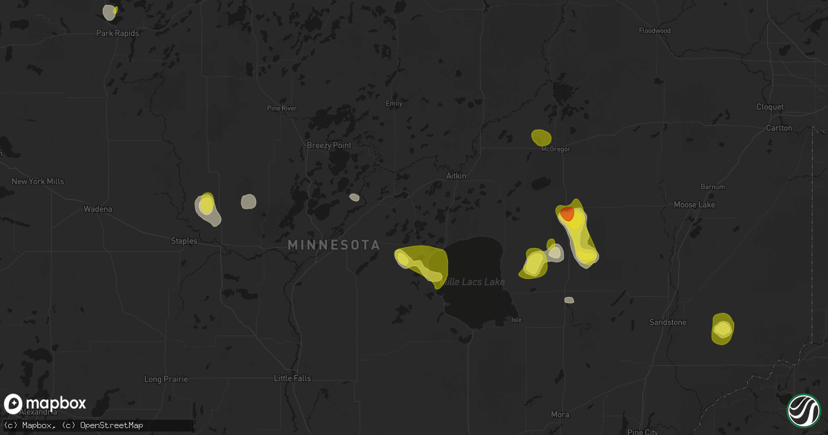 Hail map in Deerwood, MN on May 26, 2026