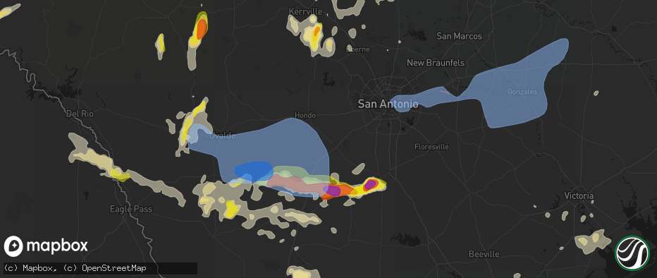 Hail map in Devine, TX on May 26, 2026