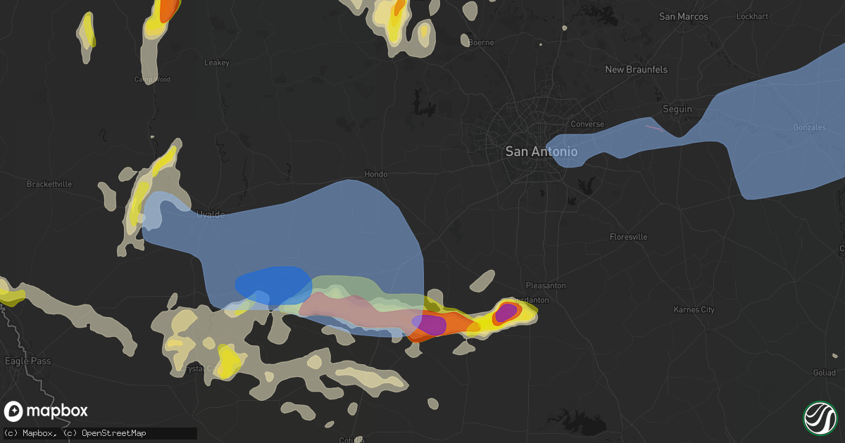 Hail map in Devine, TX on May 26, 2026
