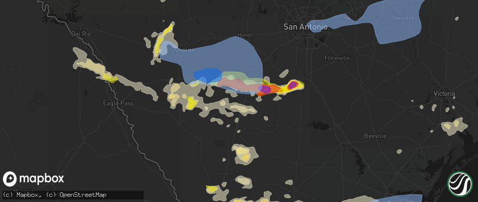 Hail map in Dilley, TX on May 26, 2026