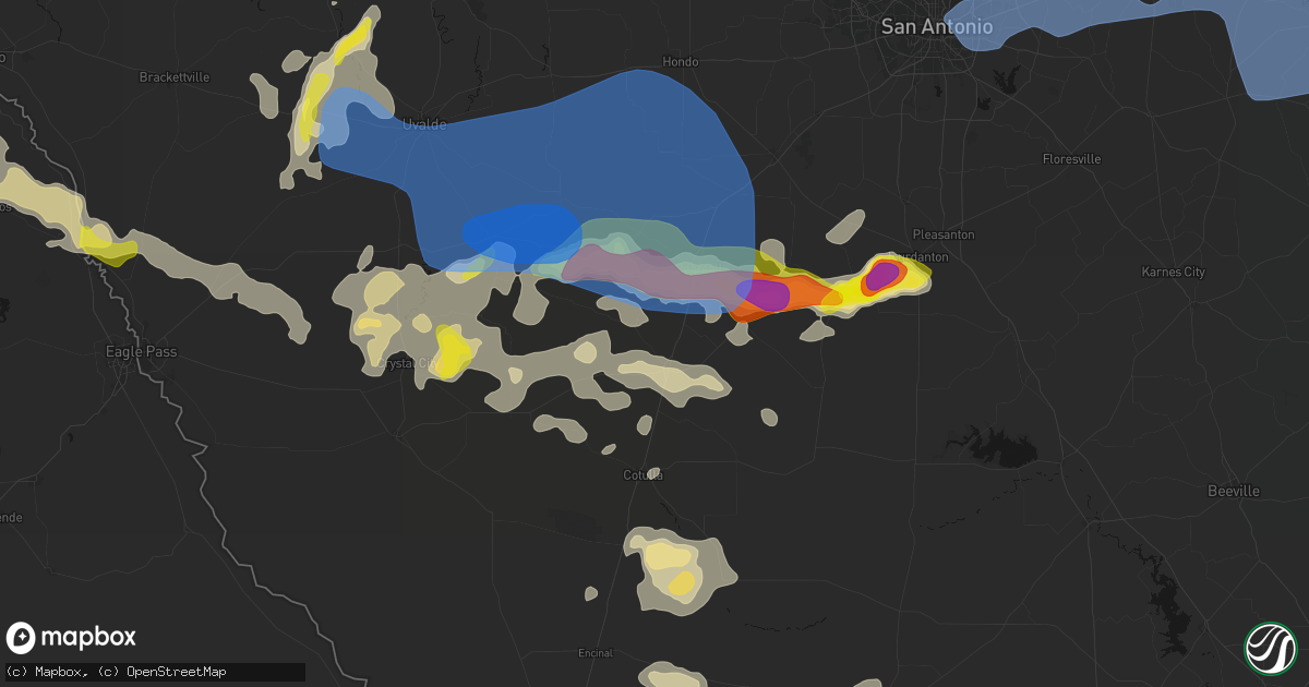 Hail map in Dilley, TX on May 26, 2026