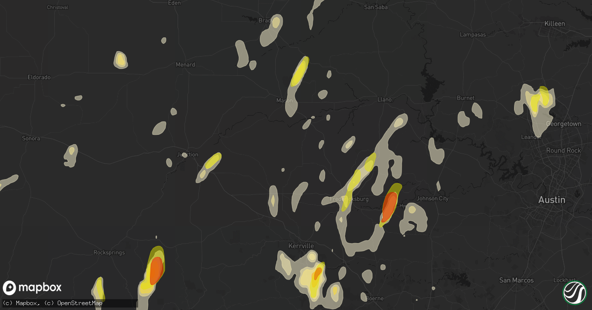 Hail map in Doss, TX on May 26, 2026