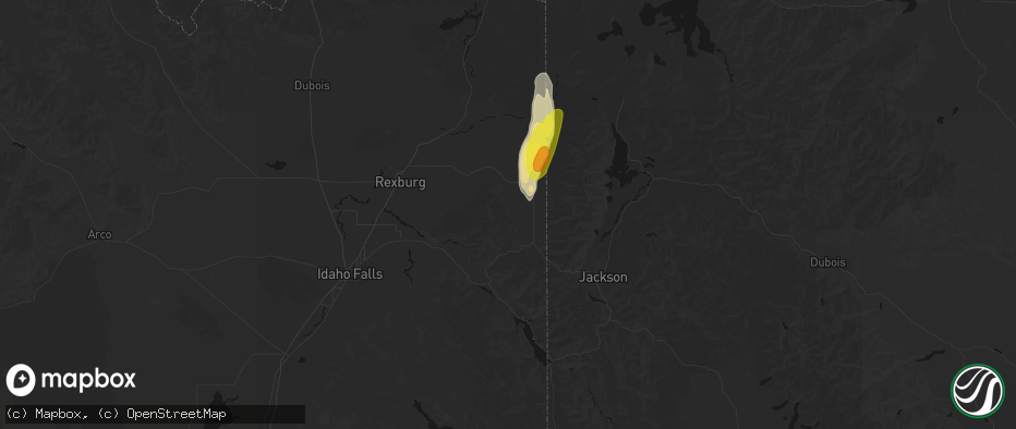 Hail map in Driggs, ID on May 26, 2026