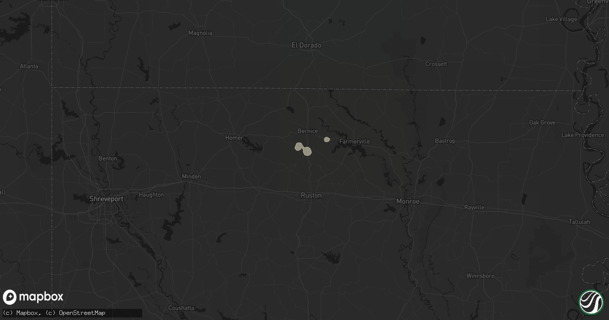 Hail map in Dubach, LA on May 26, 2026