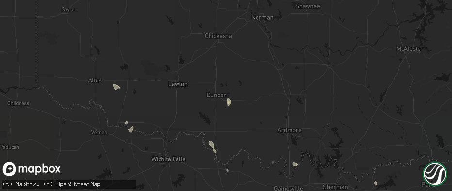 Hail map in Duncan, OK on May 26, 2026