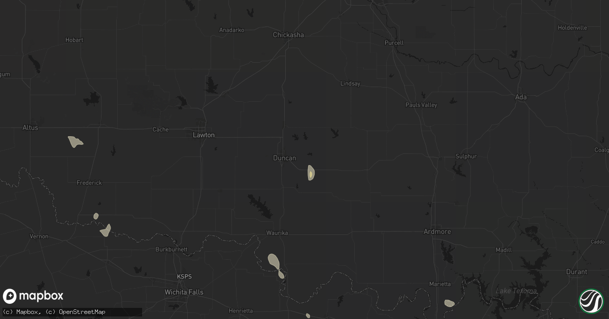 Hail map in Duncan, OK on May 26, 2026