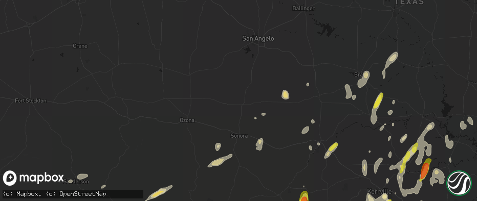 Hail map in Eldorado, TX on May 26, 2026