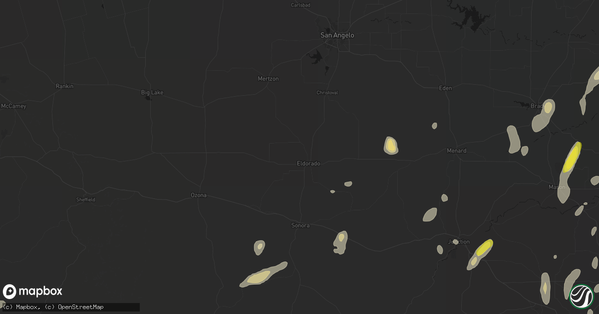 Hail map in Eldorado, TX on May 26, 2026