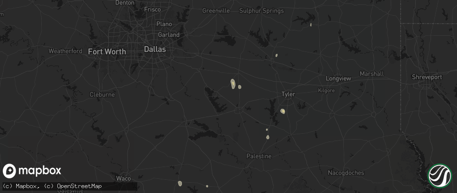 Hail map in Eustace, TX on May 26, 2026