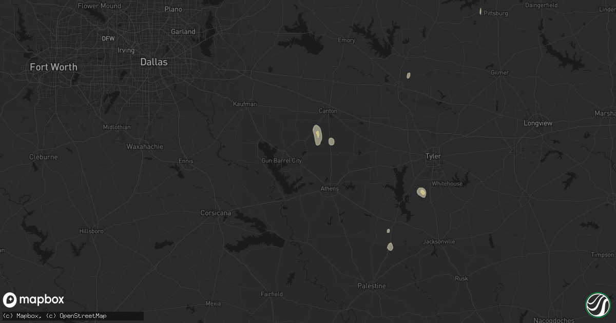 Hail map in Eustace, TX on May 26, 2026