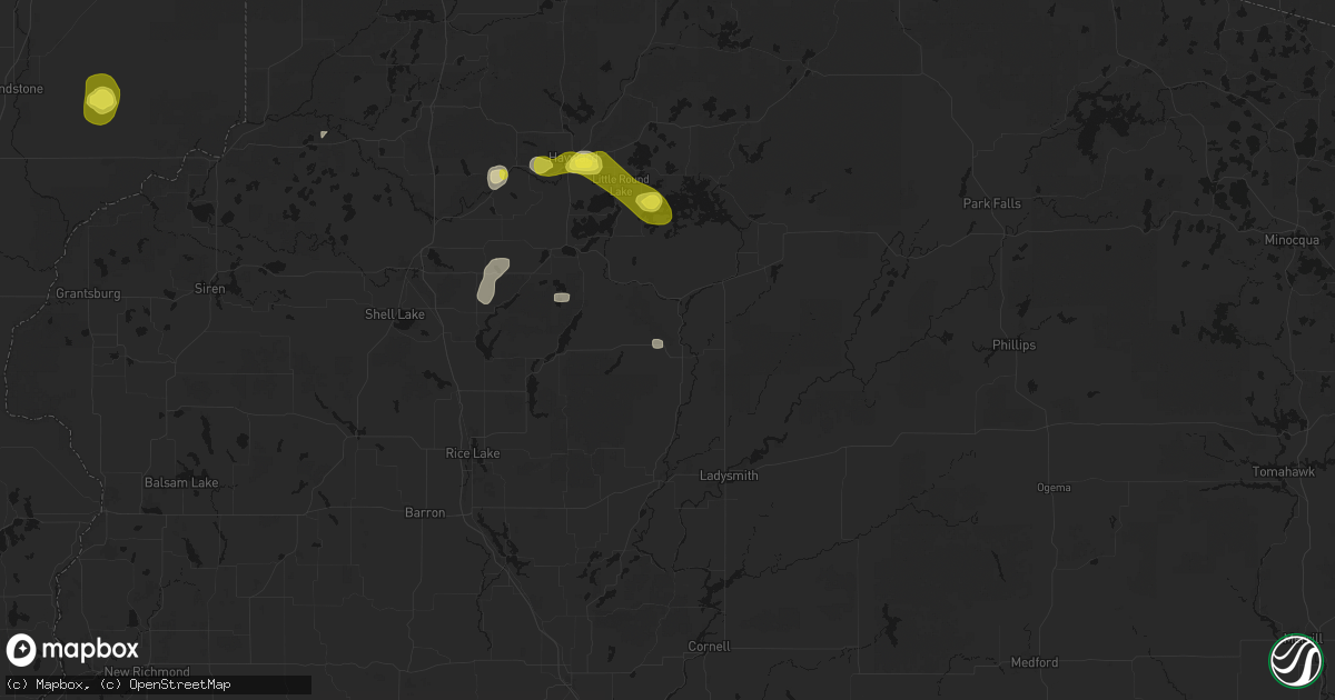 Hail map in Exeland, WI on May 26, 2026