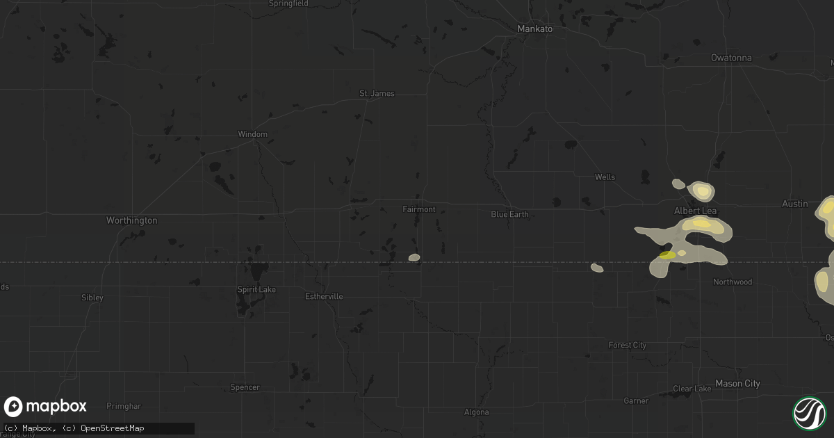 Hail map in Fairmont, MN on May 26, 2026