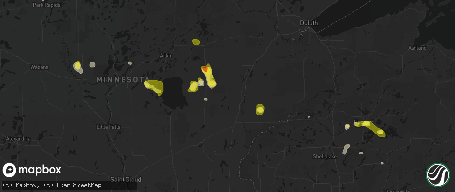 Hail map in Finlayson, MN on May 26, 2026