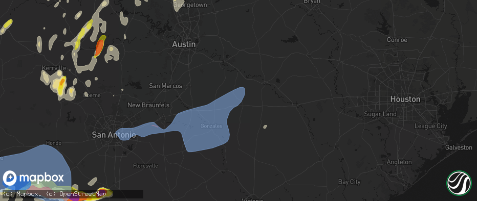 Hail map in Flatonia, TX on May 26, 2026