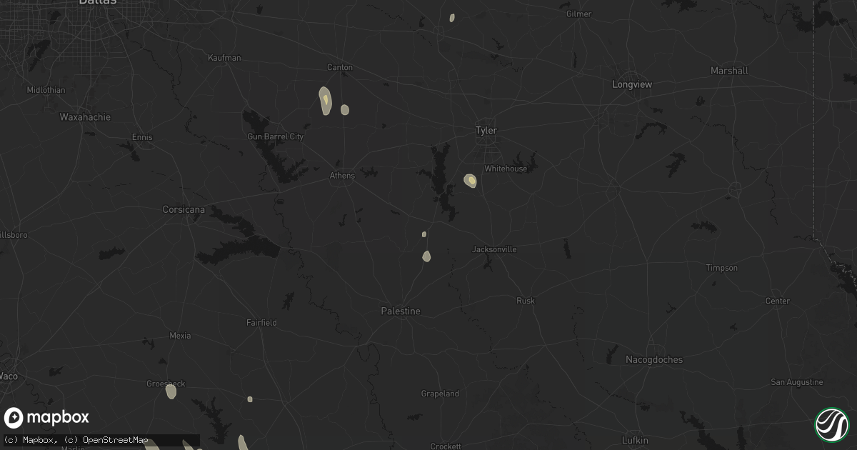 Hail map in Frankston, TX on May 26, 2026