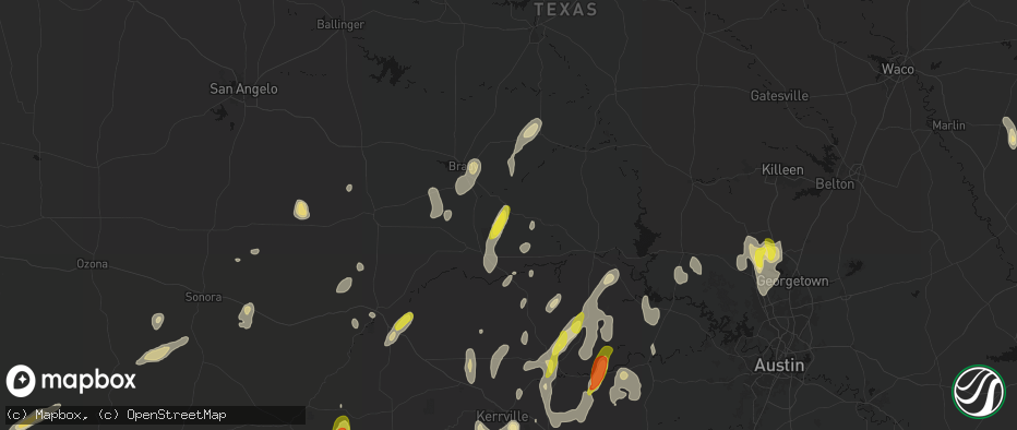 Hail map in Fredonia, TX on May 26, 2026