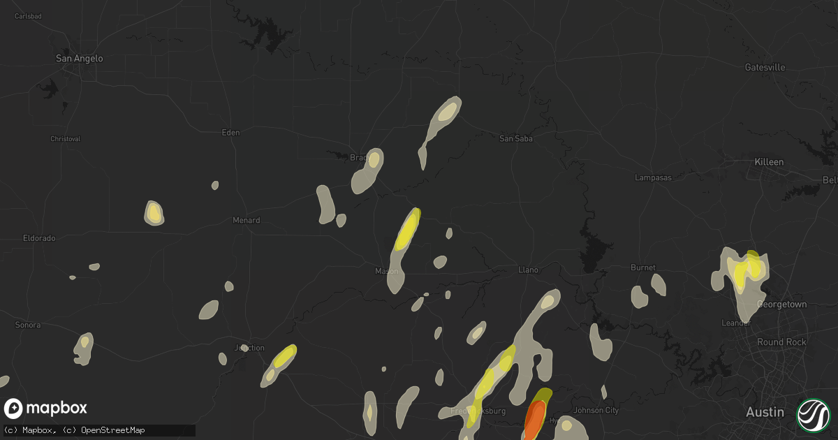 Hail map in Fredonia, TX on May 26, 2026