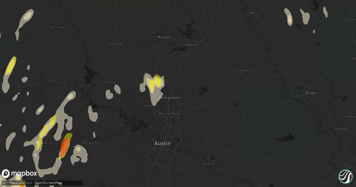 Hail map in Georgetown, TX on May 26, 2026