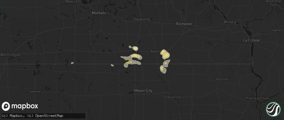 Hail map in Glenville, MN on May 26, 2026