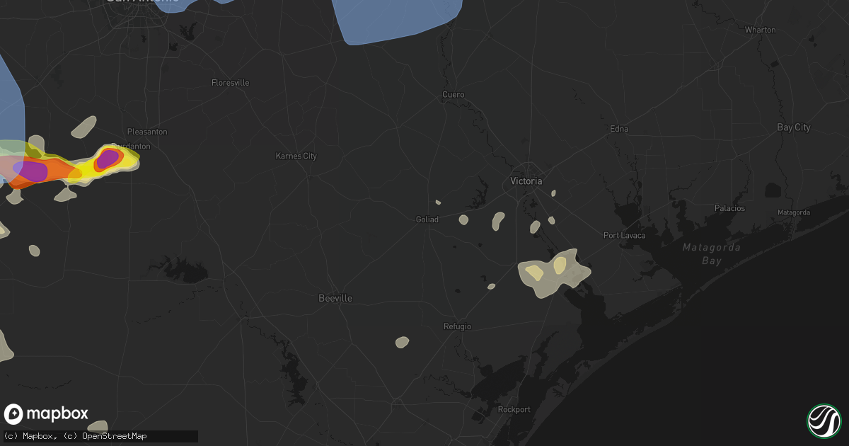 Hail map in Goliad, TX on May 26, 2026