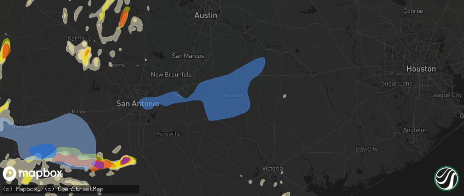 Hail map in Gonzales, TX on May 26, 2026