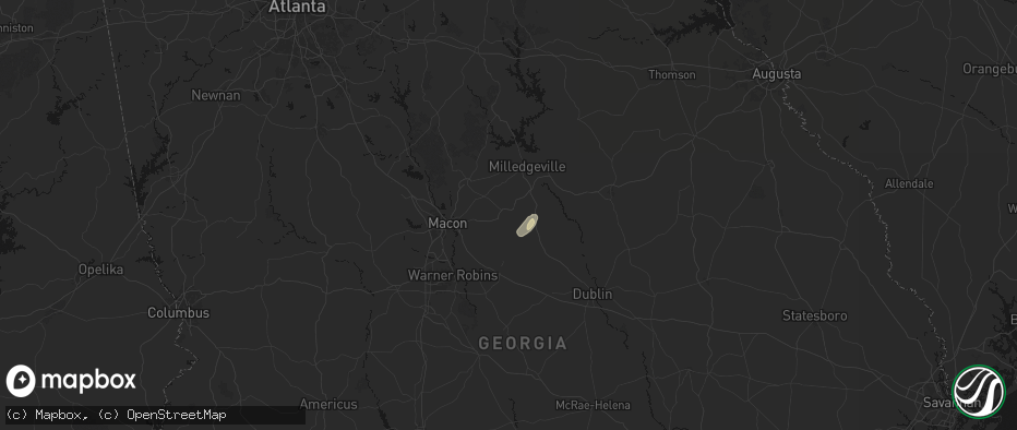 Hail map in Gordon, GA on May 26, 2026