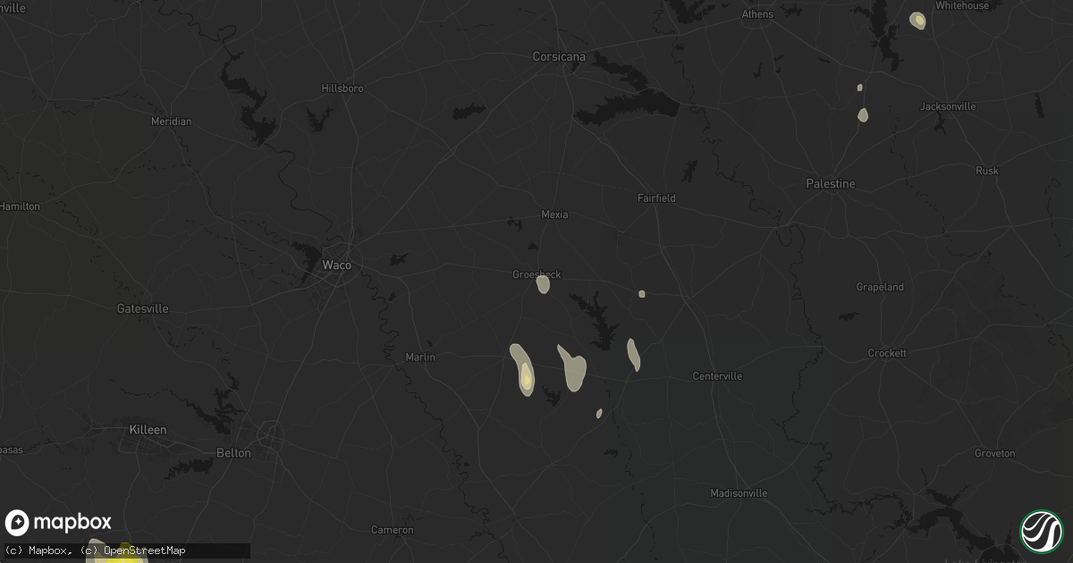 Hail map in Groesbeck, TX on May 26, 2026