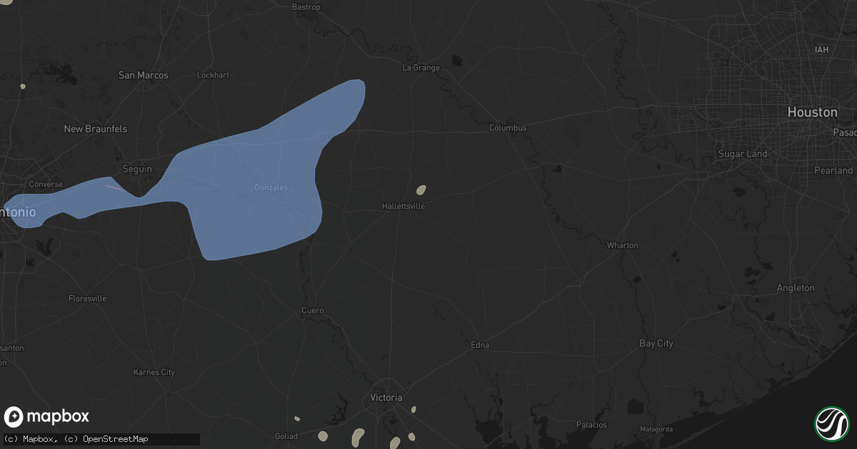 Hail map in Hallettsville, TX on May 26, 2026