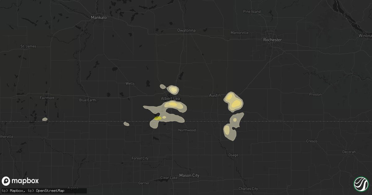 Hail map in Hayward, MN on May 26, 2026