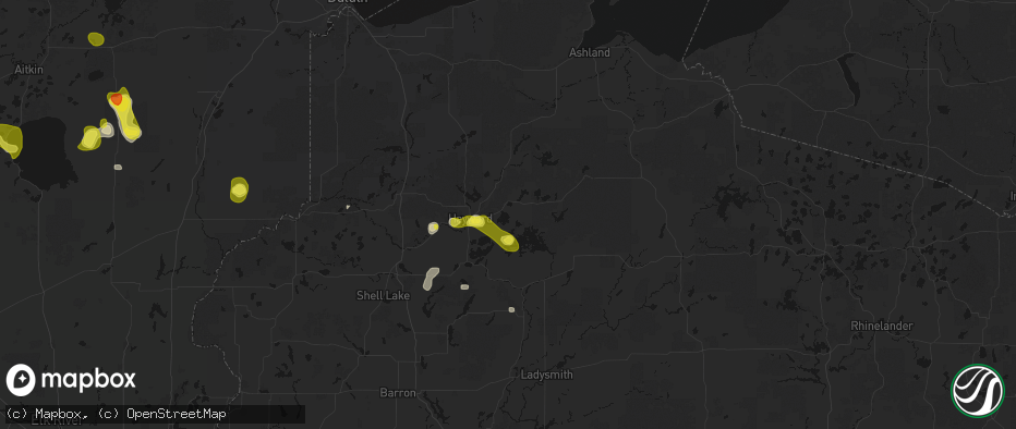 Hail map in Hayward, WI on May 26, 2026