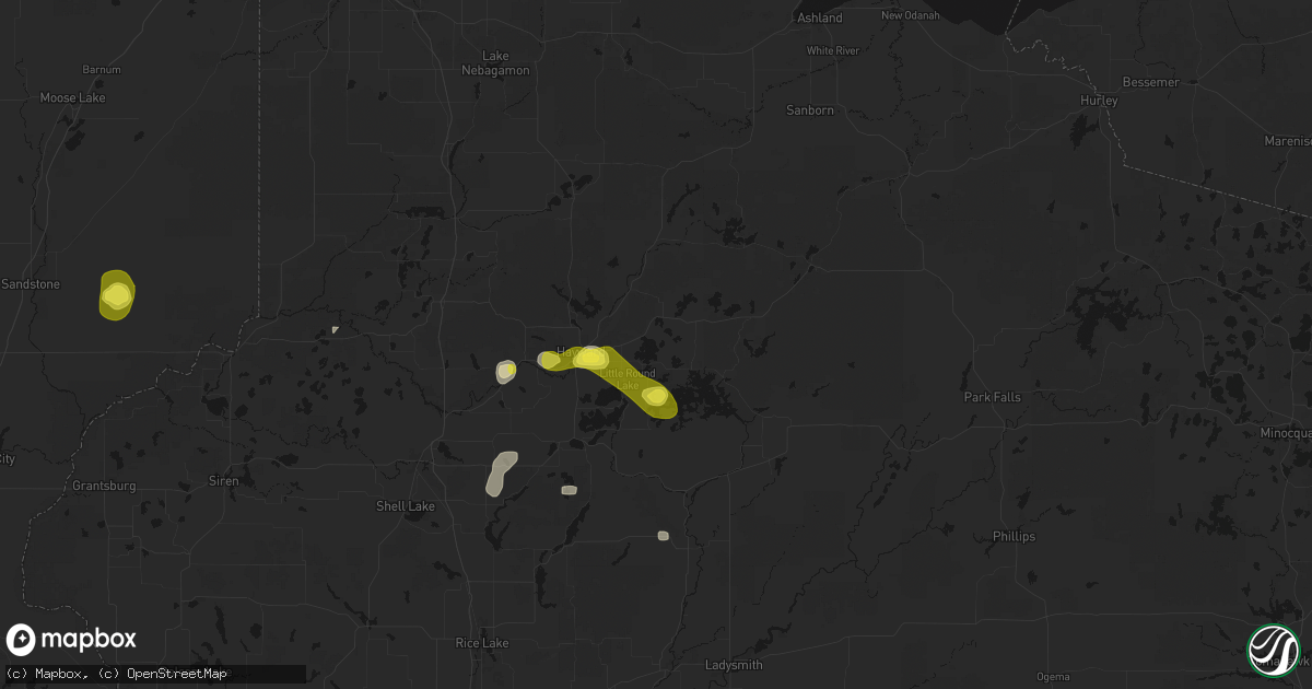 Hail map in Hayward, WI on May 26, 2026