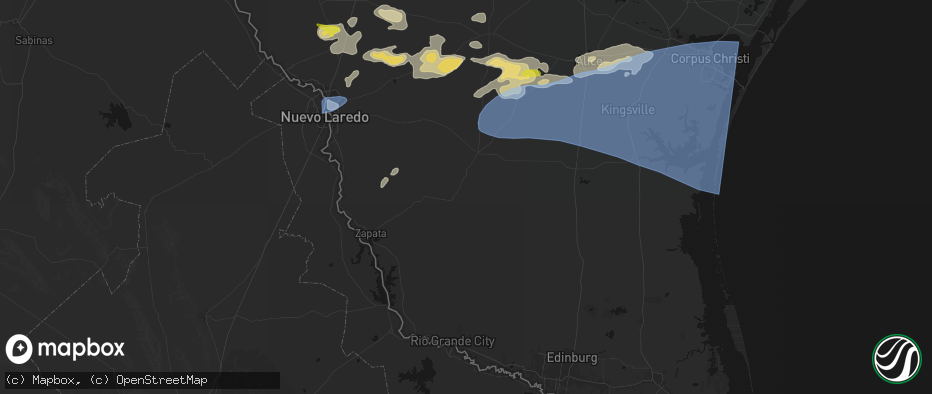 Hail map in Hebbronville, TX on May 26, 2026
