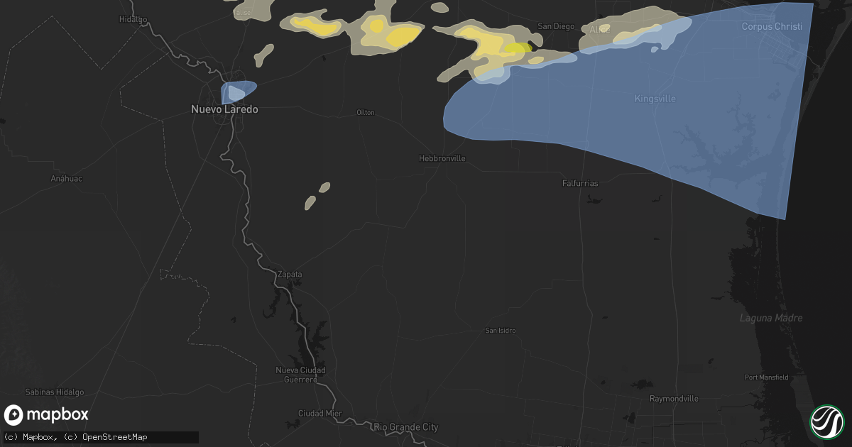 Hail map in Hebbronville, TX on May 26, 2026