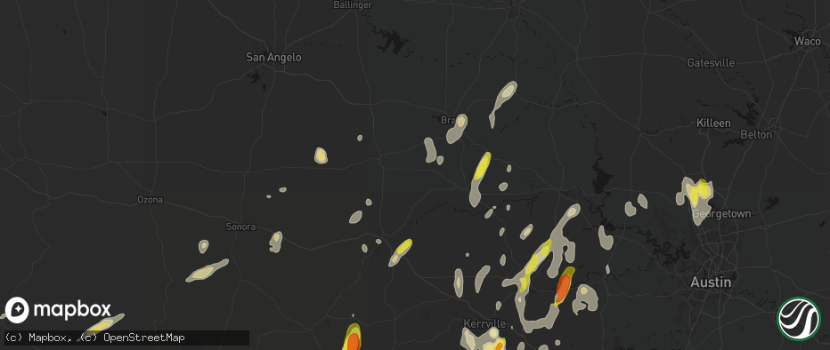 Hail map in Hext, TX on May 26, 2026