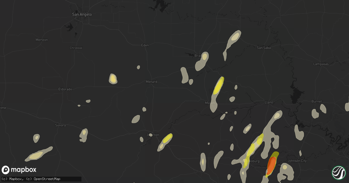 Hail map in Hext, TX on May 26, 2026