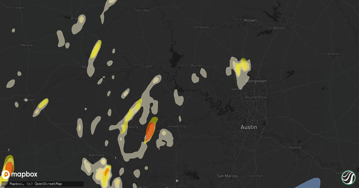 Hail map in Horseshoe Bay, TX on May 26, 2026