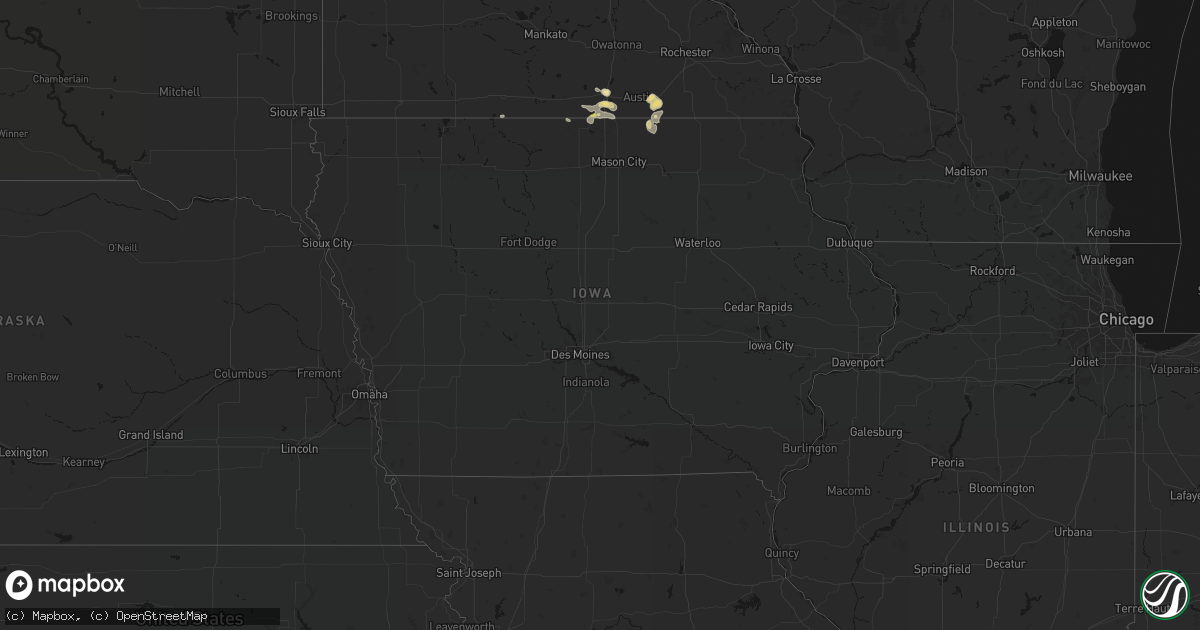 Hail map in Iowa on May 26, 2026