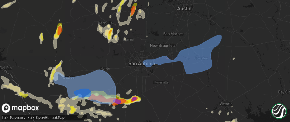Hail map in Jbsa Ft Sam Houston, TX on May 26, 2026