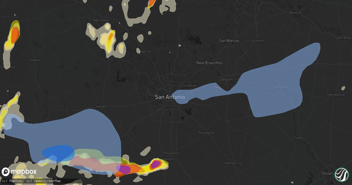 Hail map in Jbsa Ft Sam Houston, TX on May 26, 2026