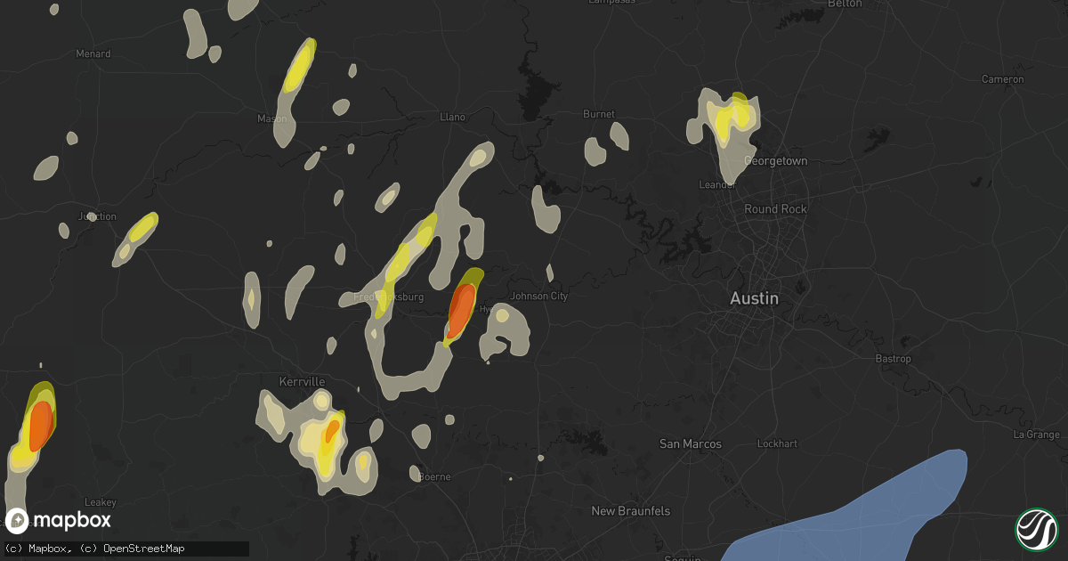 Hail map in Johnson City, TX on May 26, 2026