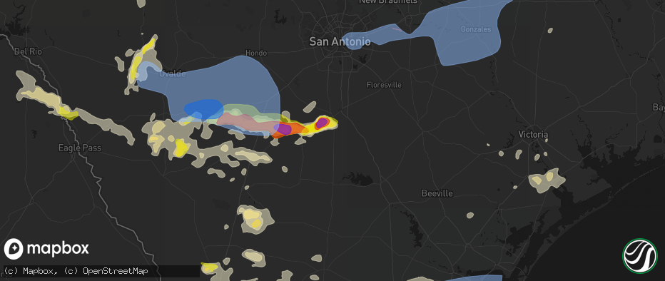 Hail map in Jourdanton, TX on May 26, 2026