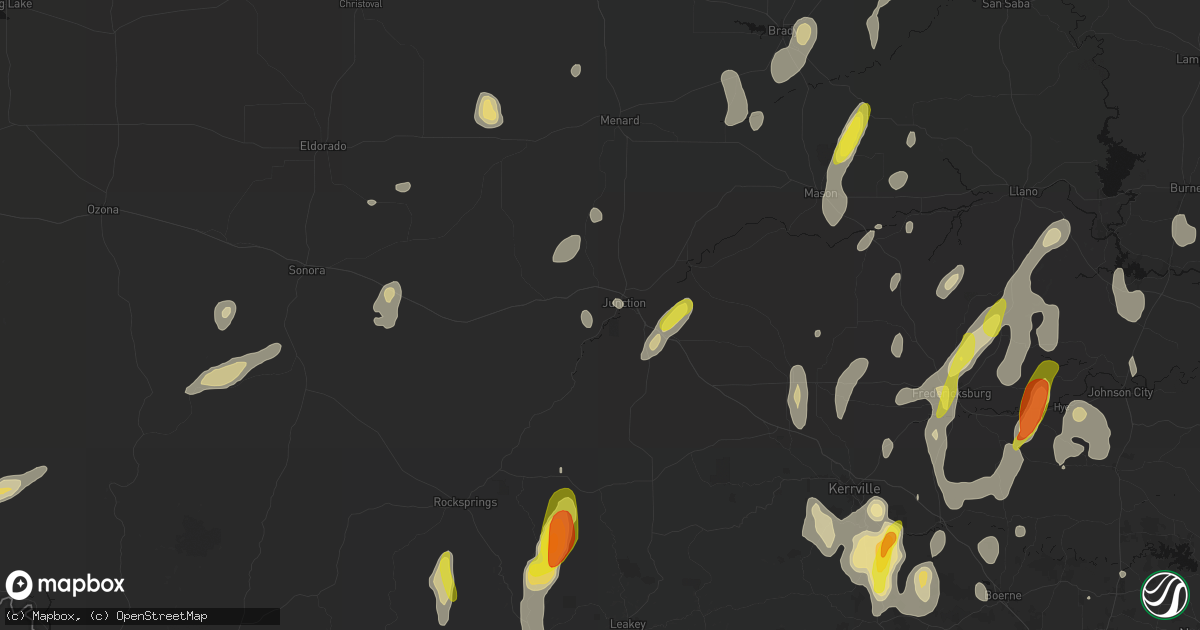 Hail map in Junction, TX on May 26, 2026